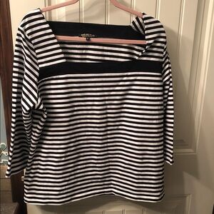48.   Stylish Black and White Striped Long Sleeve Top